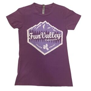 Next Level Apparel Fun‎ Valley Colorado Graphic Tee Purple Comfy Women's Size XS